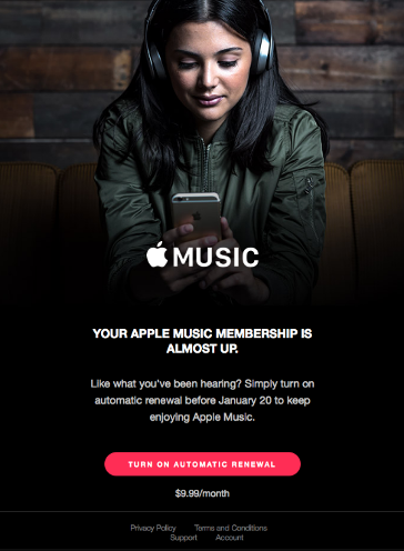 Apple music email example